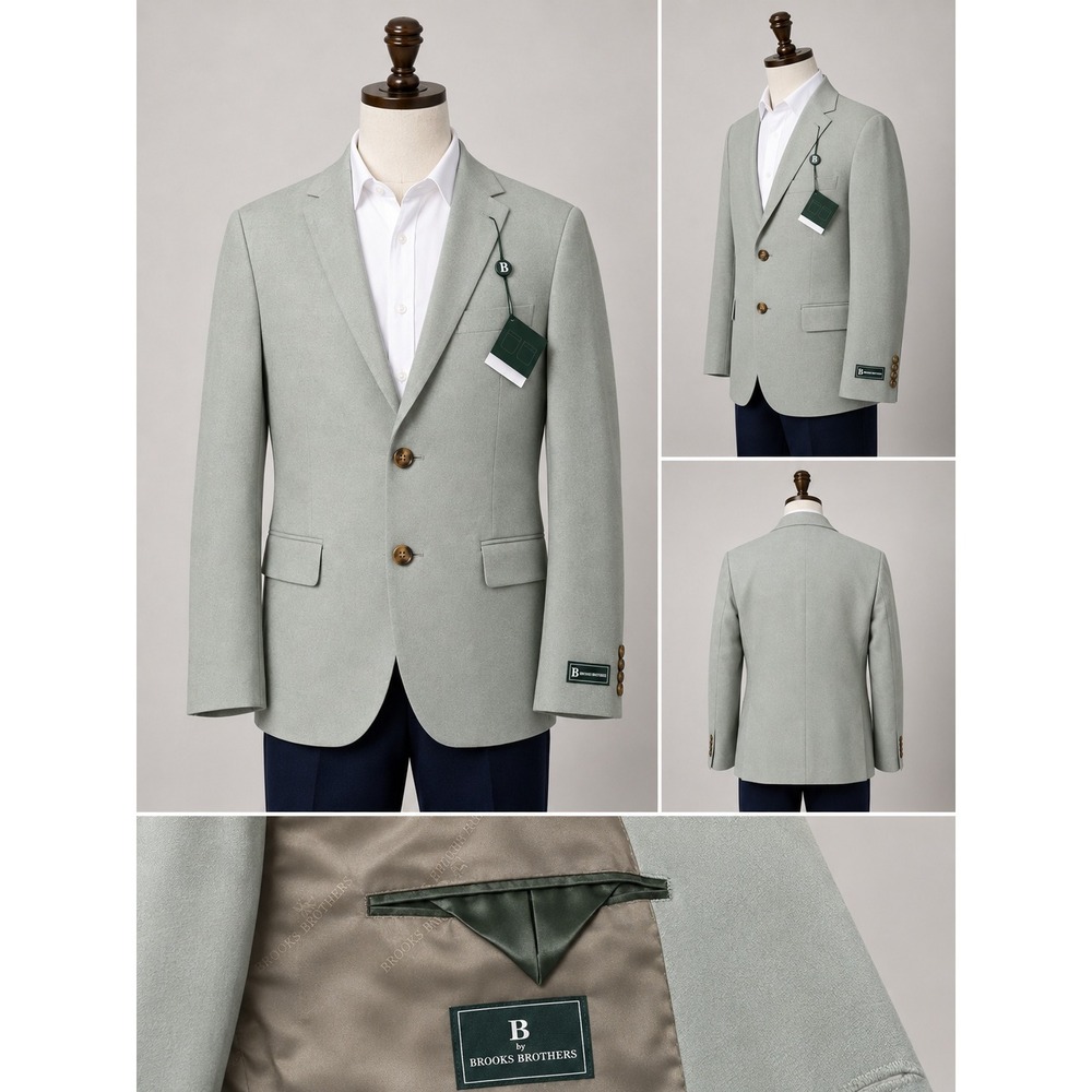Brooks Brothers Blazer Boys Size 18R Sage Green Linen Blend Sport Coat NWT